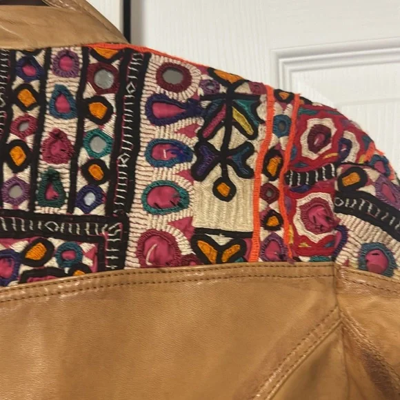 Free People Embellished Leather Jacket 12 - Picture 12 of 15